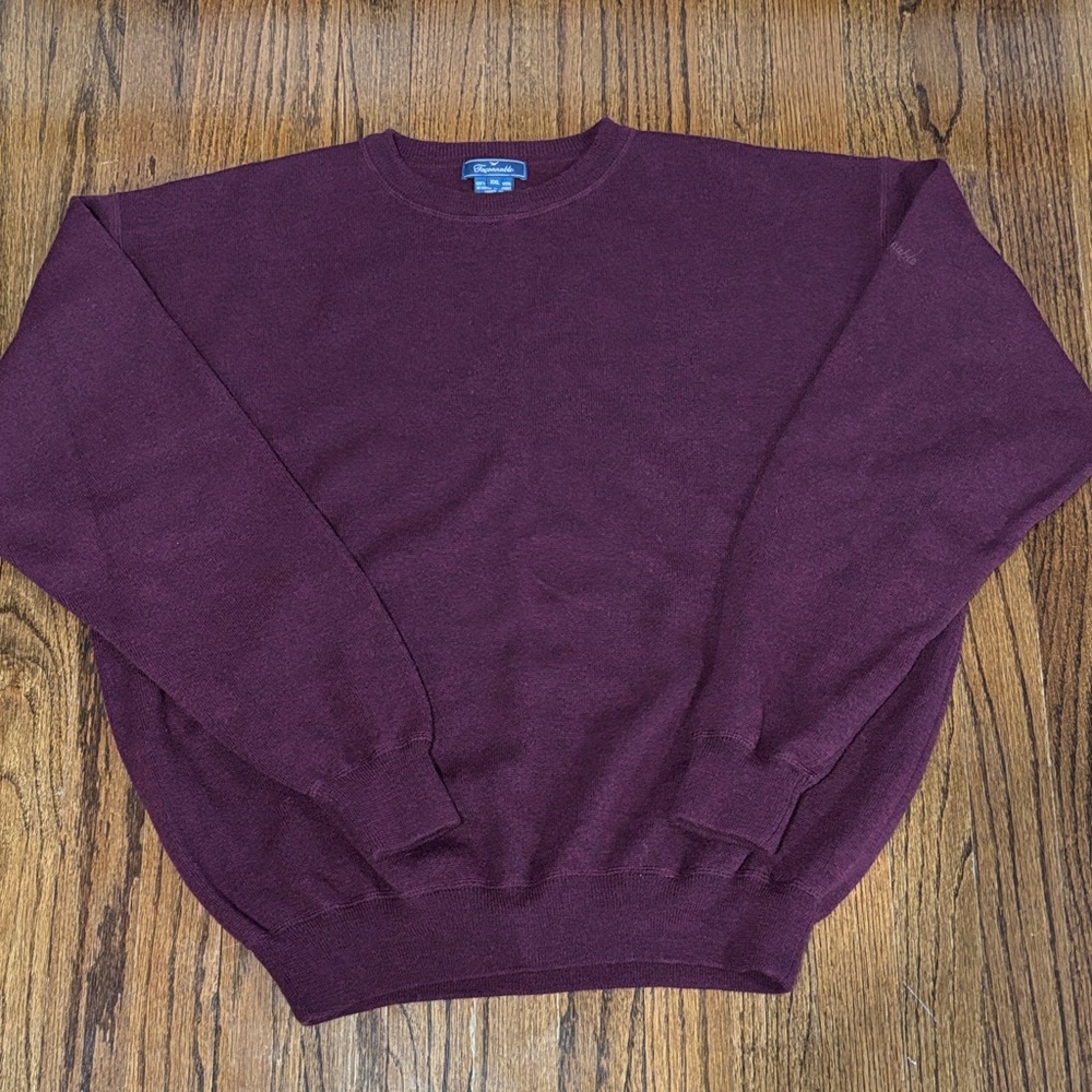 Faconnable Men's Deep Burgundy Crewneck Sweater merino wool size XXL